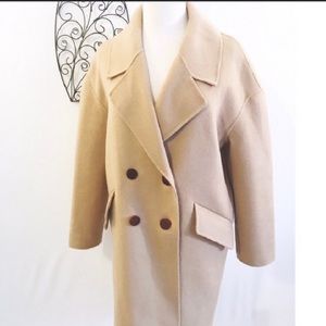 Diane Von Furstenberg cocoon oversized camel coat.